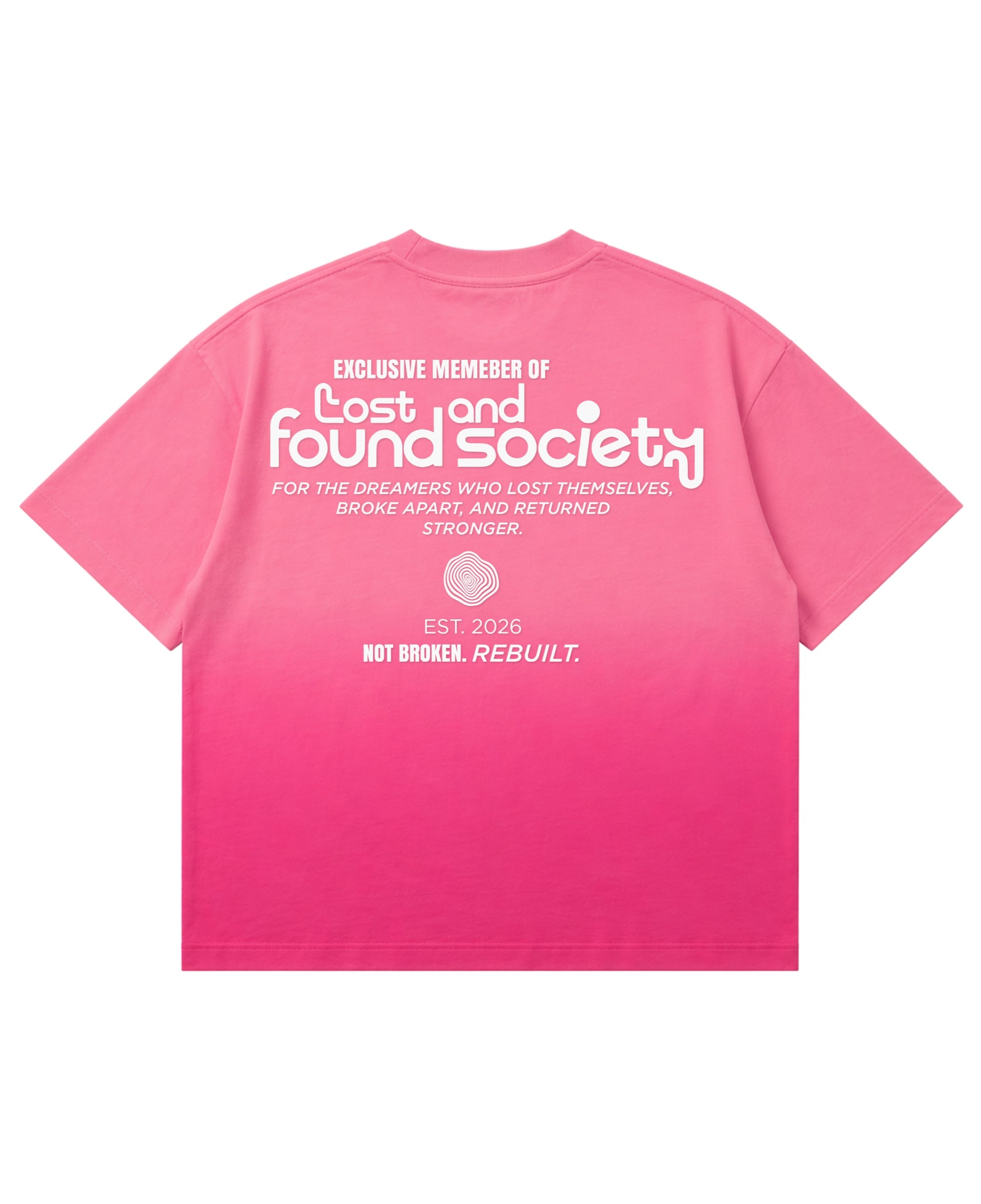 Pink Sunfade Ombré Wash Boxy Fit T-shirt Back Design