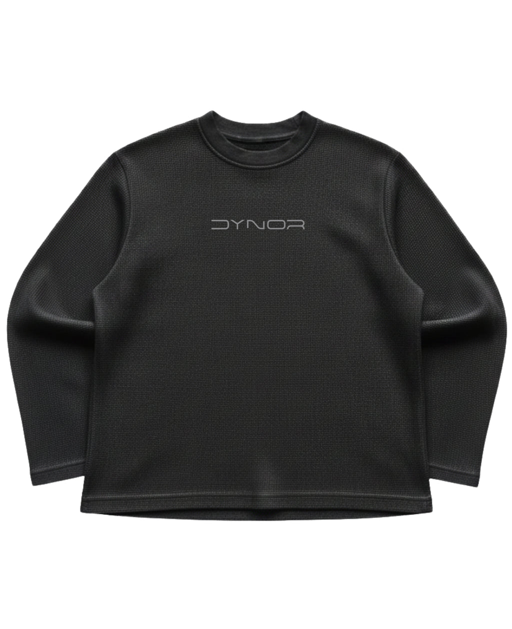 Dragon Black Waffle Knit Oversized Full-Sleeve Front View by DYNOR