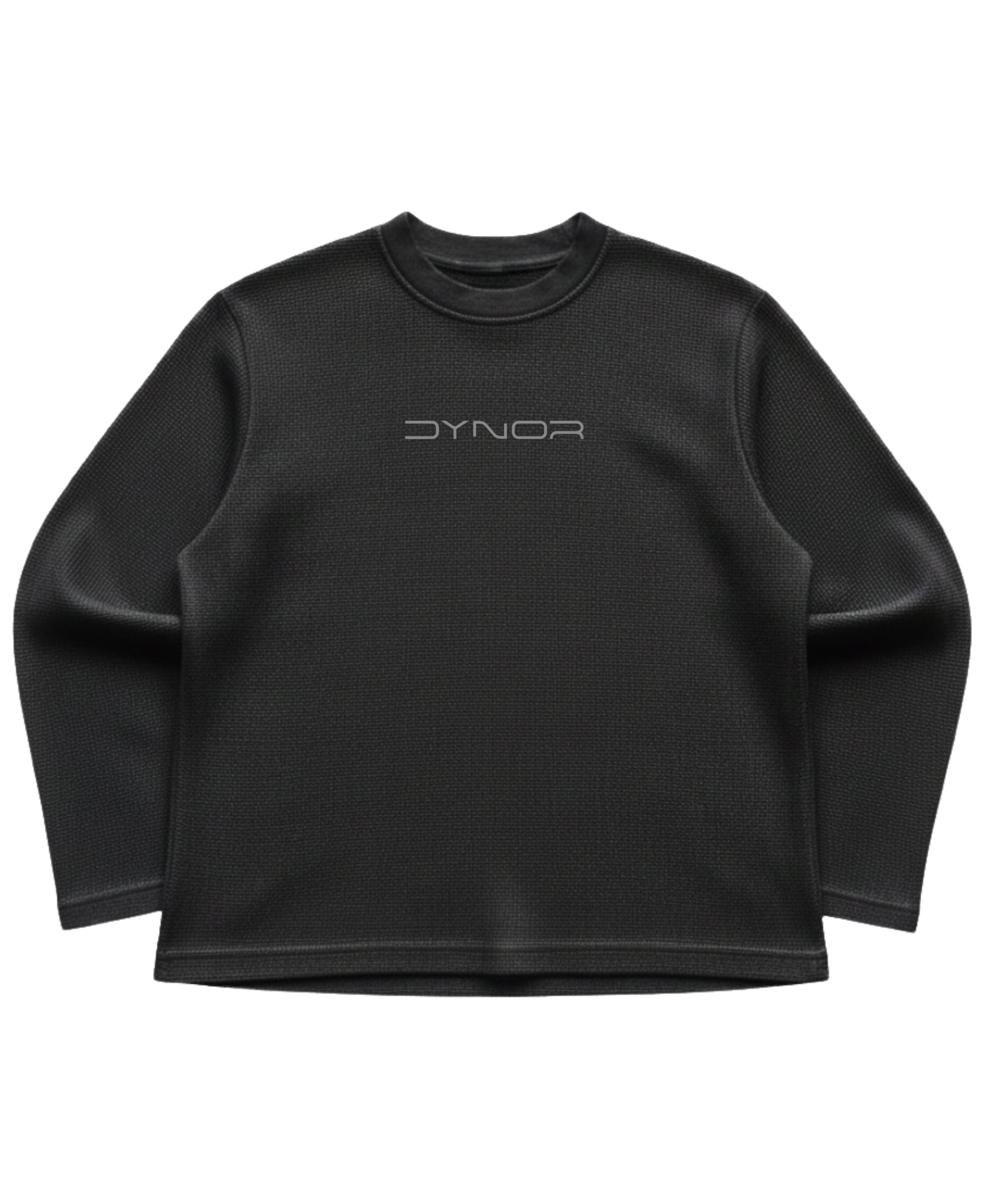 Dragon Black Waffle Knit Oversized Full-Sleeve Front View by DYNOR