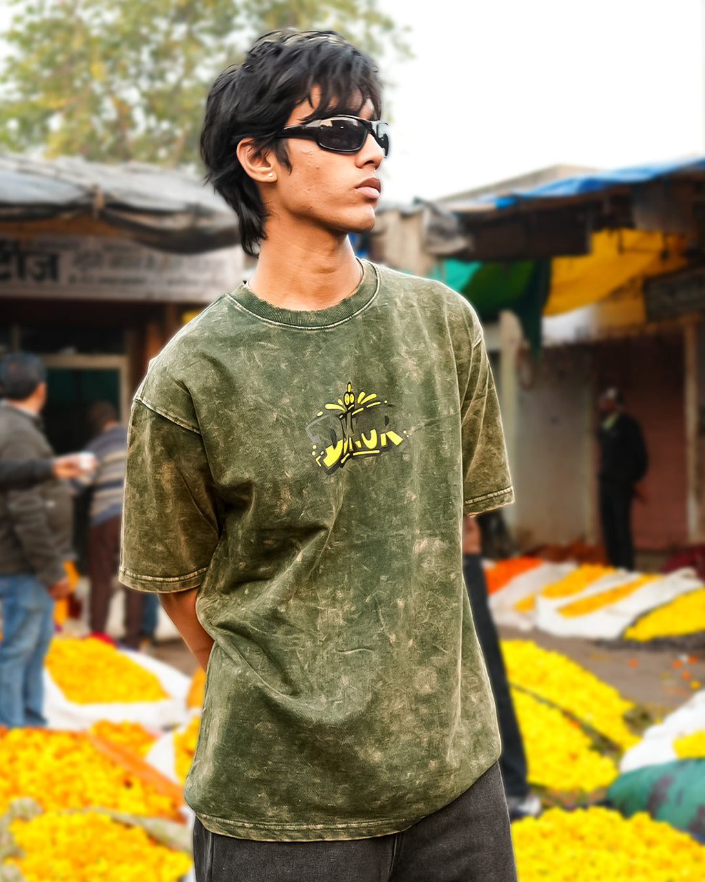 Dope Stuff Green Burnout Oversized T-Shirt