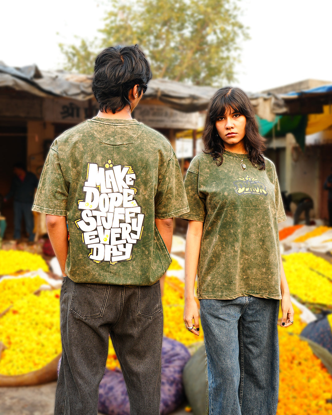Dope Stuff Green Burnout Oversized T-Shirt
