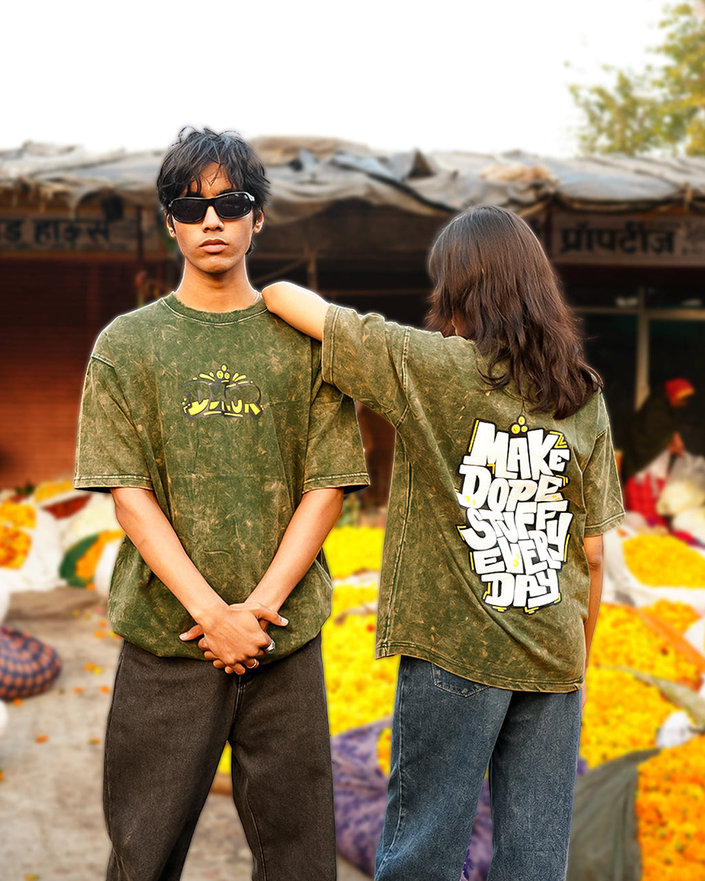 Dope Stuff Green Burnout Oversized T-Shirt