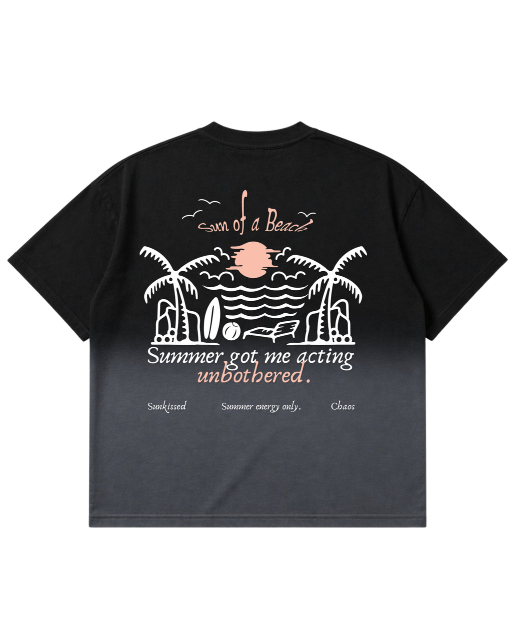 Black Ombré Wash Boxy Fit T-shirt Back Design