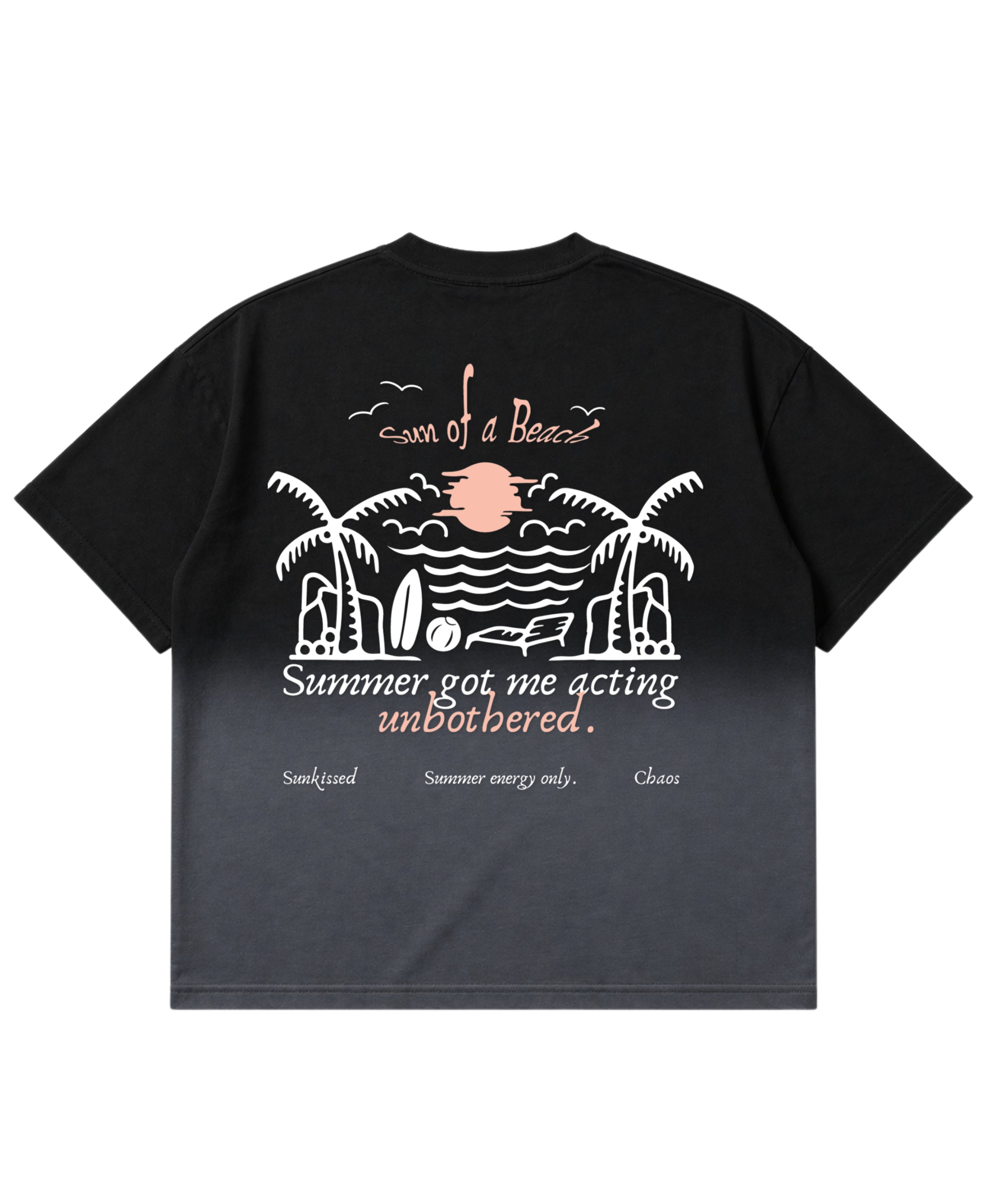 Black Ombré Wash Boxy Fit T-shirt Back Design