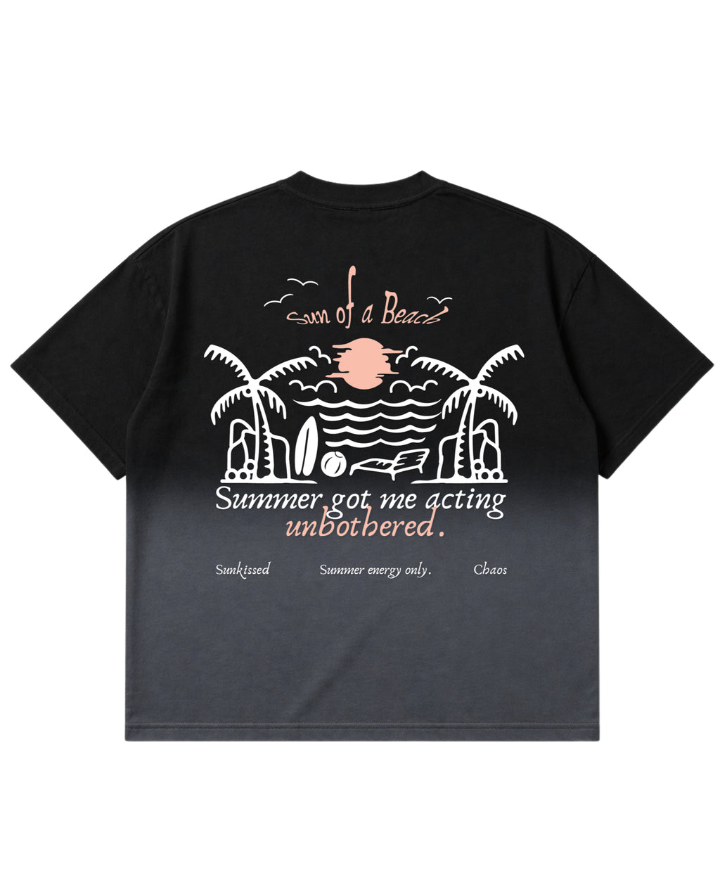 Black Ombré Wash Boxy Fit T-shirt Back Design