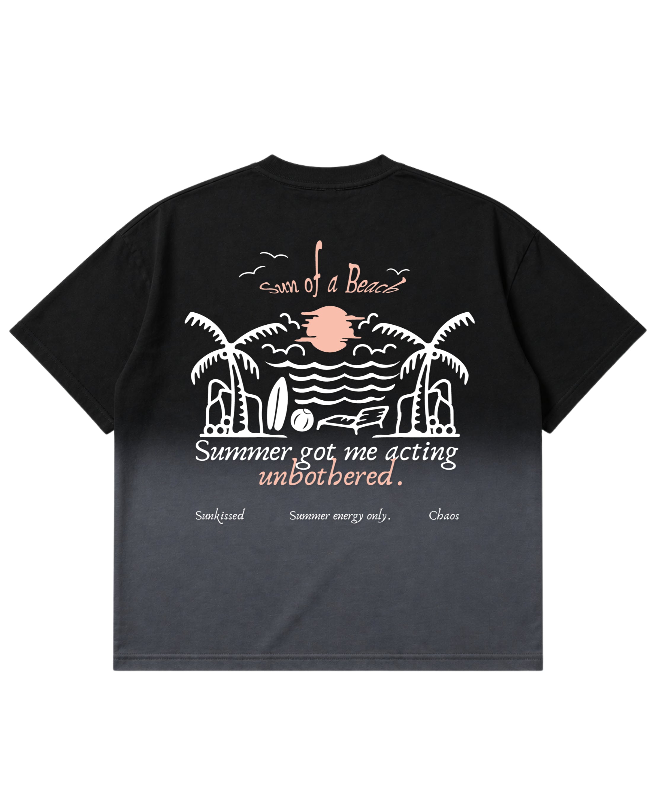 Black Ombré Wash Boxy Fit T-shirt Back Design