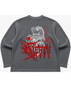 Acidwash waffle knit oversized full-sleeve Back Design