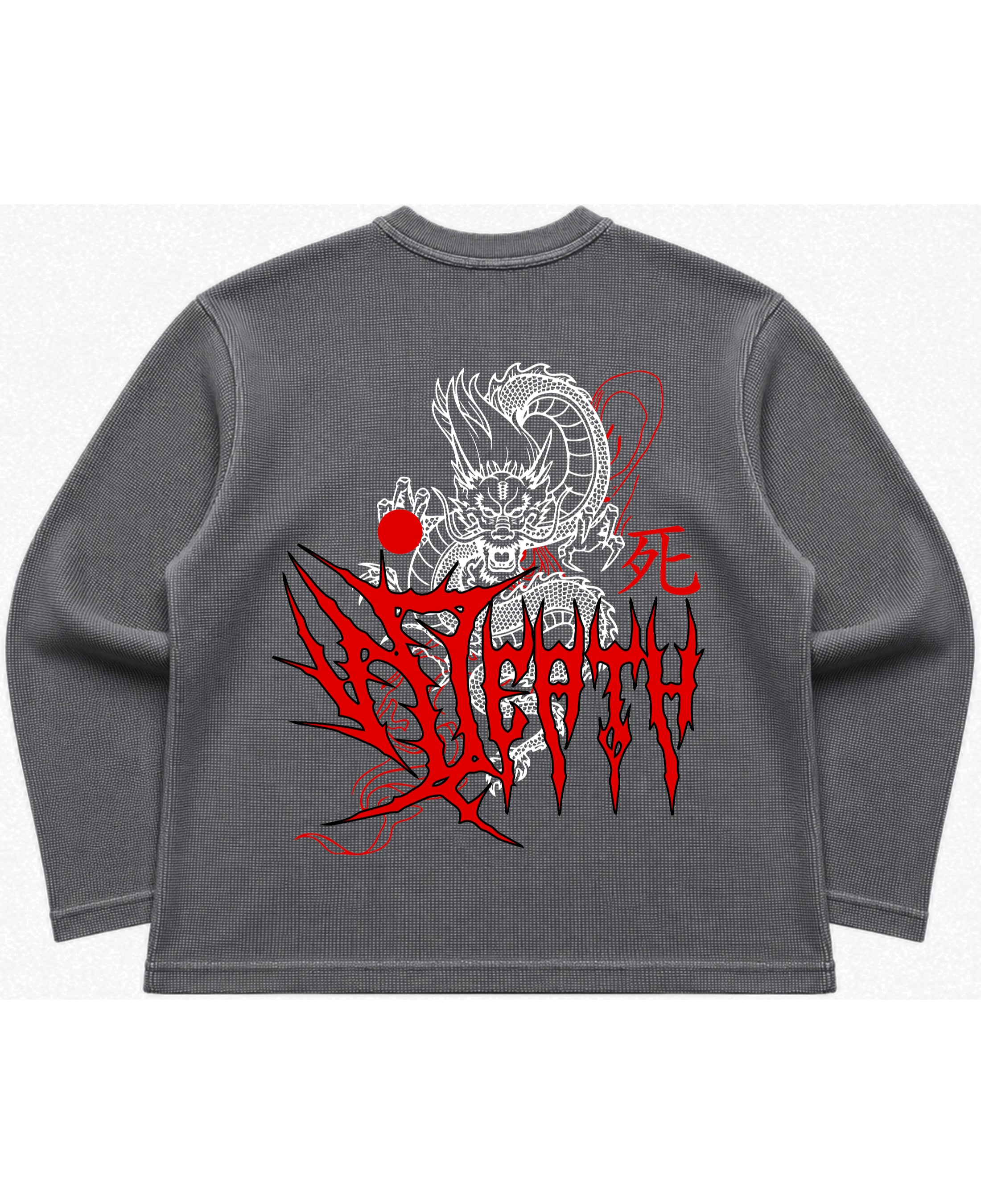 Acidwash waffle knit oversized full-sleeve Back Design