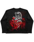 Black Henley waffle knit Back Design