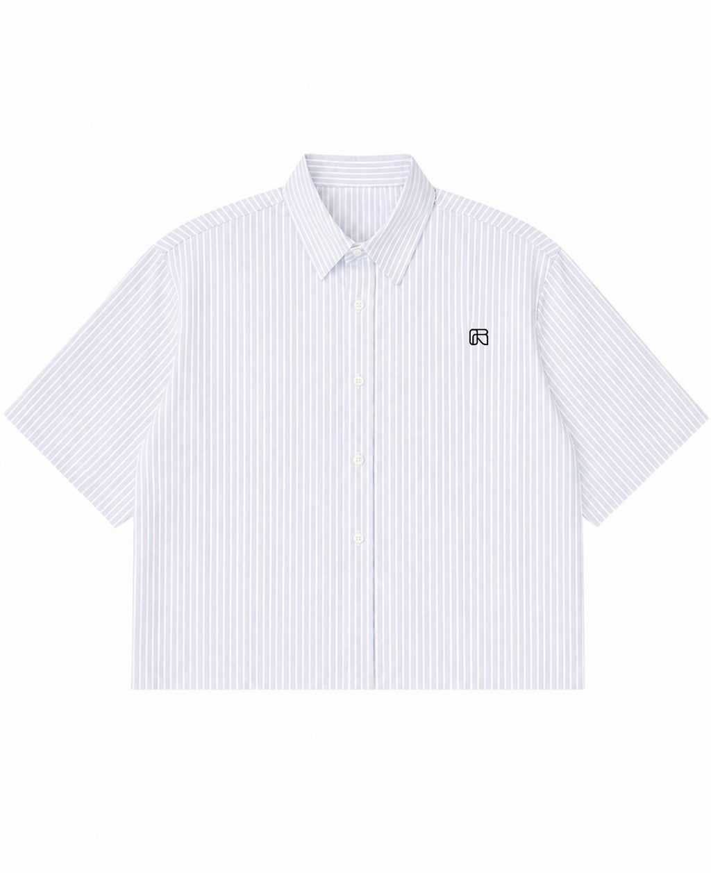 Blue Striped Oxford Boxy Shirt Front Design