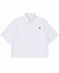 Blue Striped Oxford Boxy Shirt Front Design