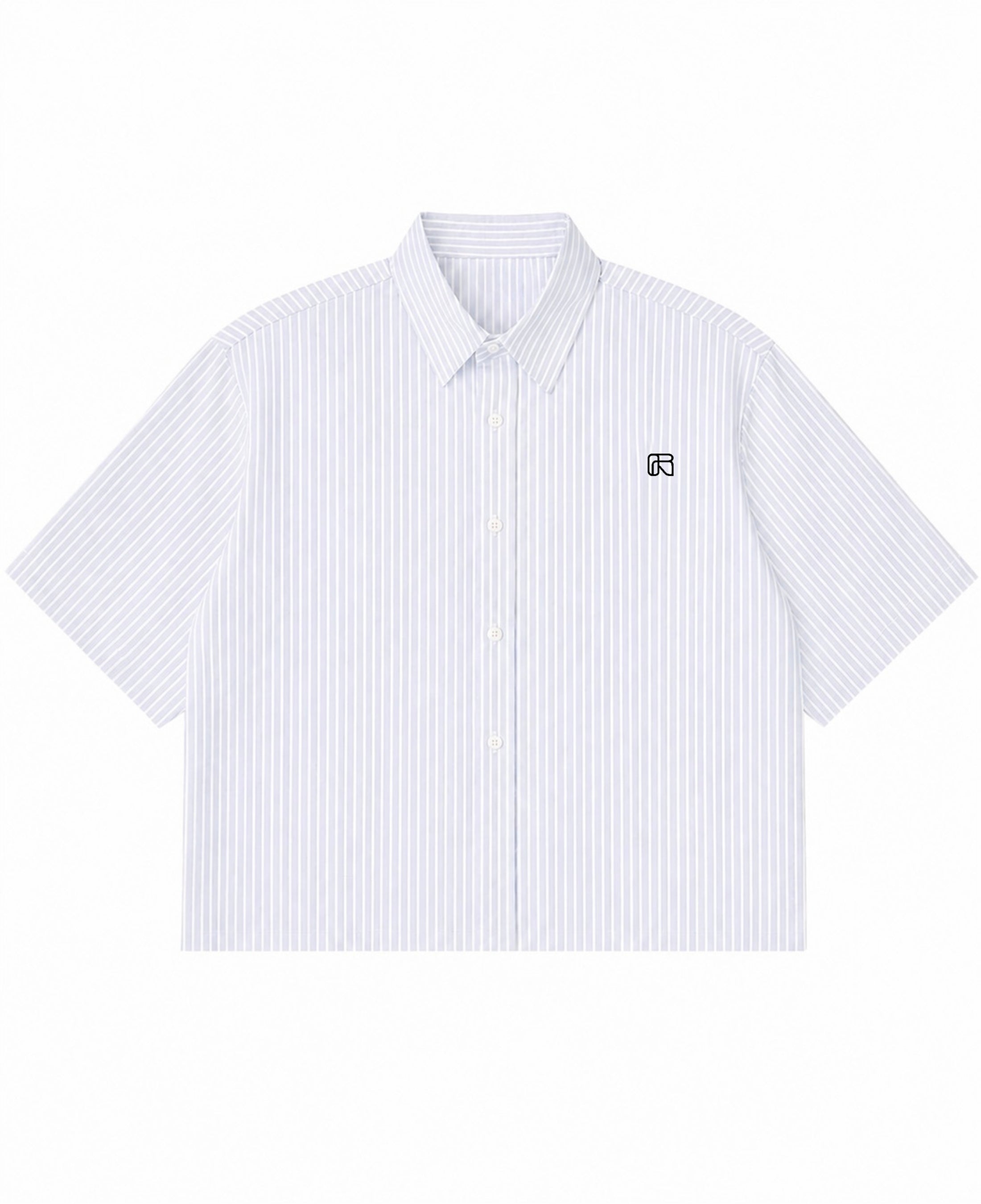 Blue Striped Oxford Boxy Shirt Front Design