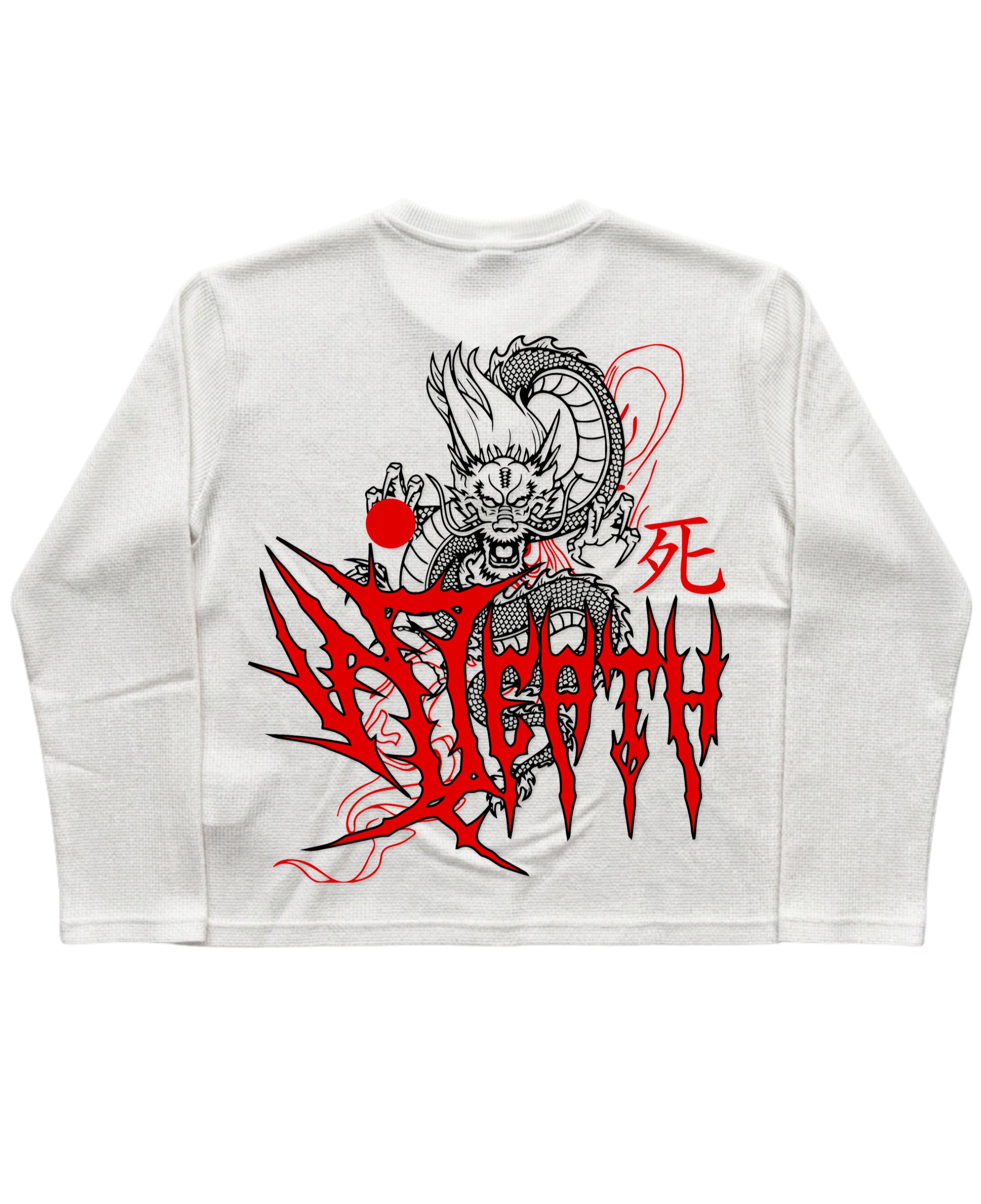 White Henley waffle knit Back Design