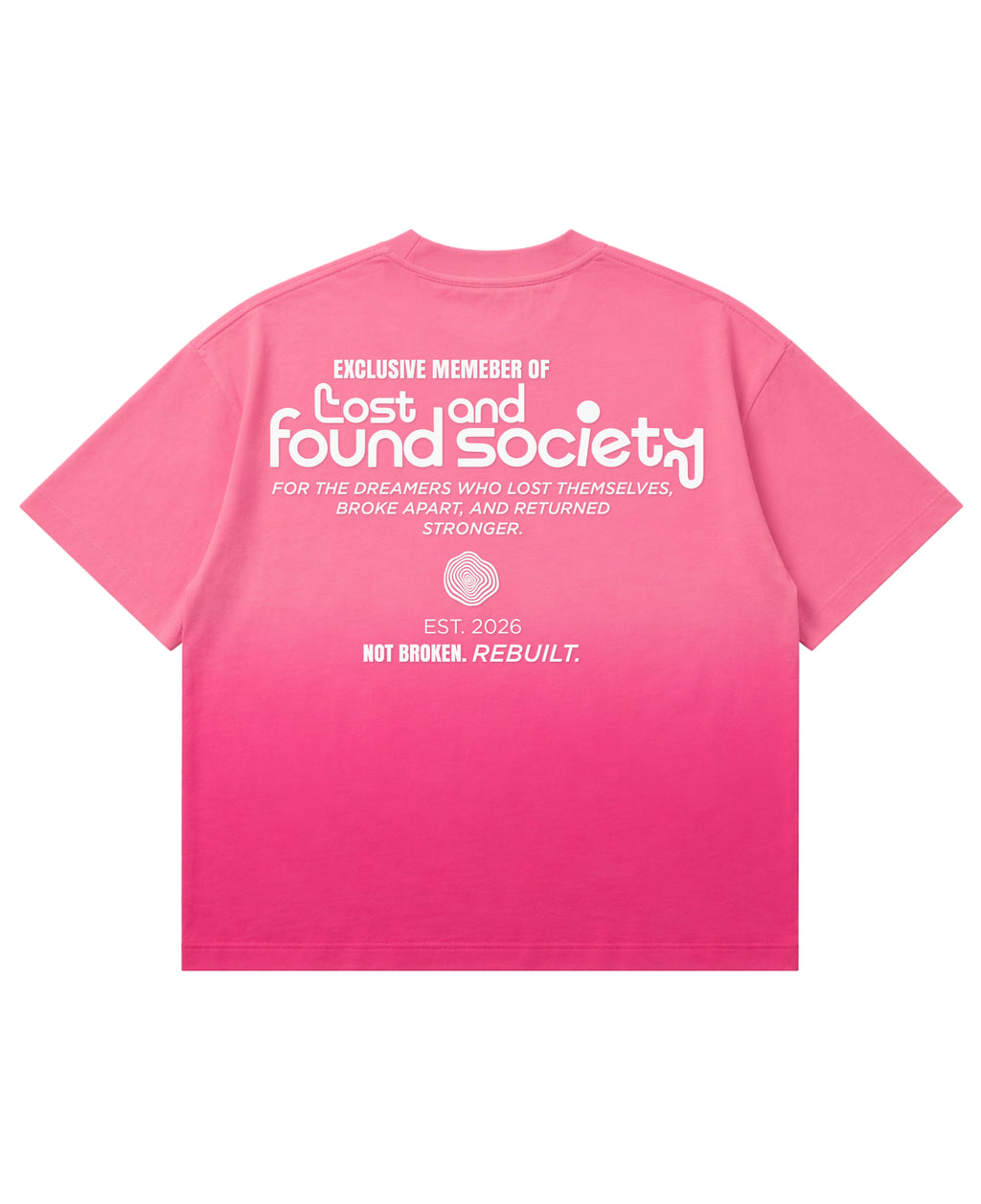 Pink Sunfade Ombré Wash Boxy Fit T-shirt Back Design