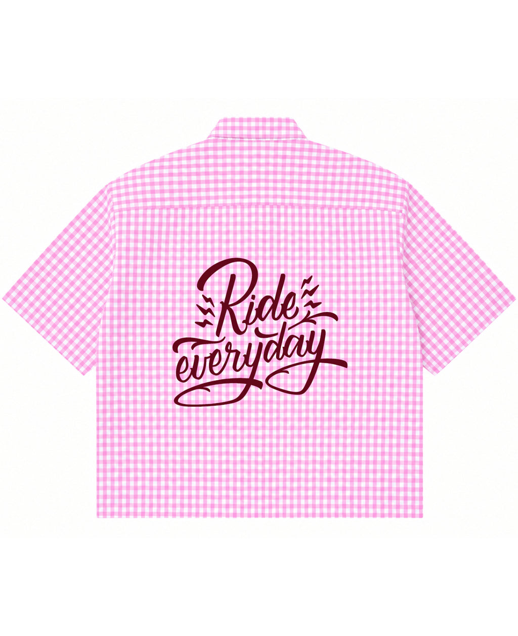 Pink Gingham Oxford Boxy Shirt Back Design