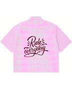 Pink Gingham Oxford Boxy Shirt Back Design