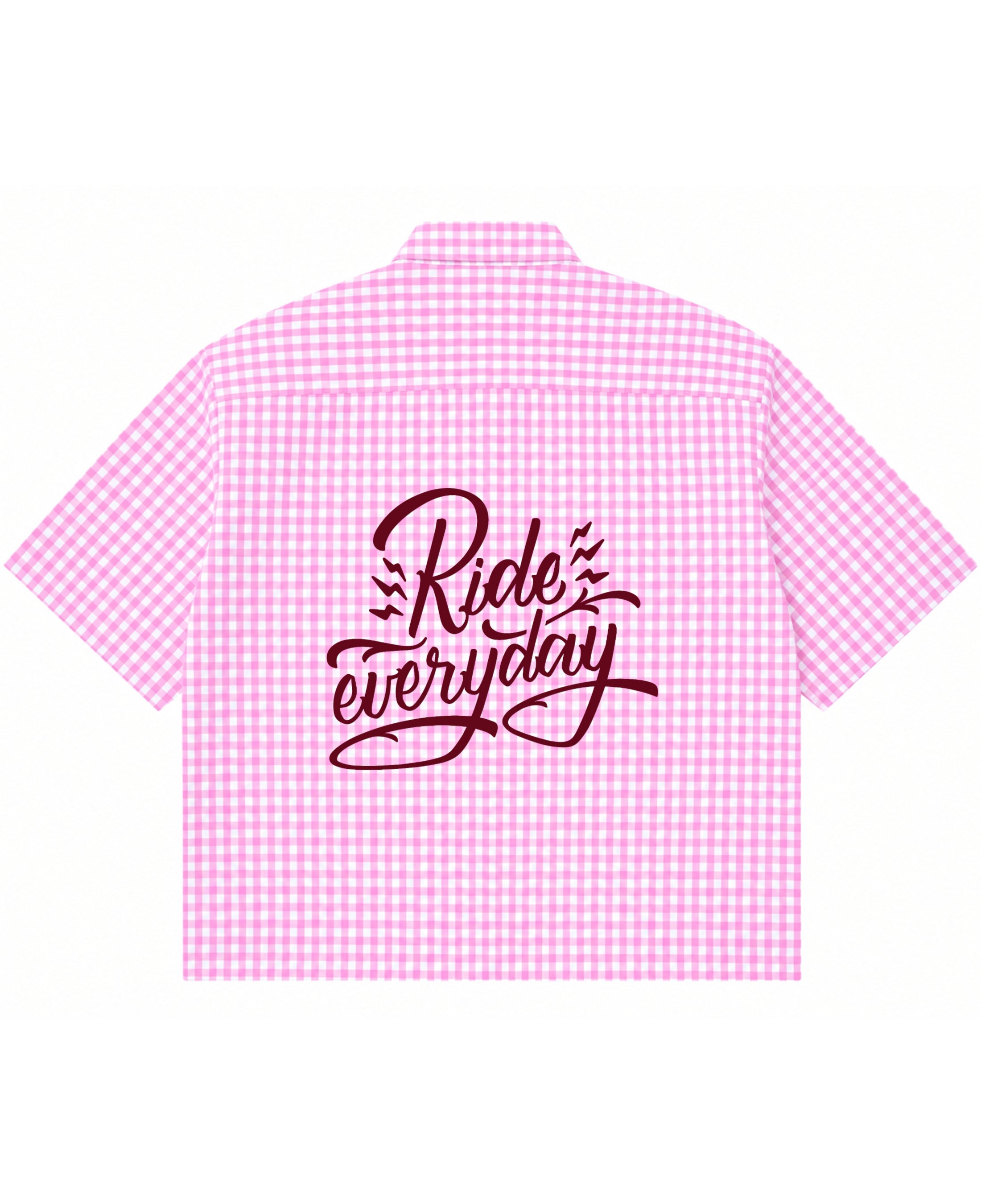 Pink Gingham Oxford Boxy Shirt Back Design