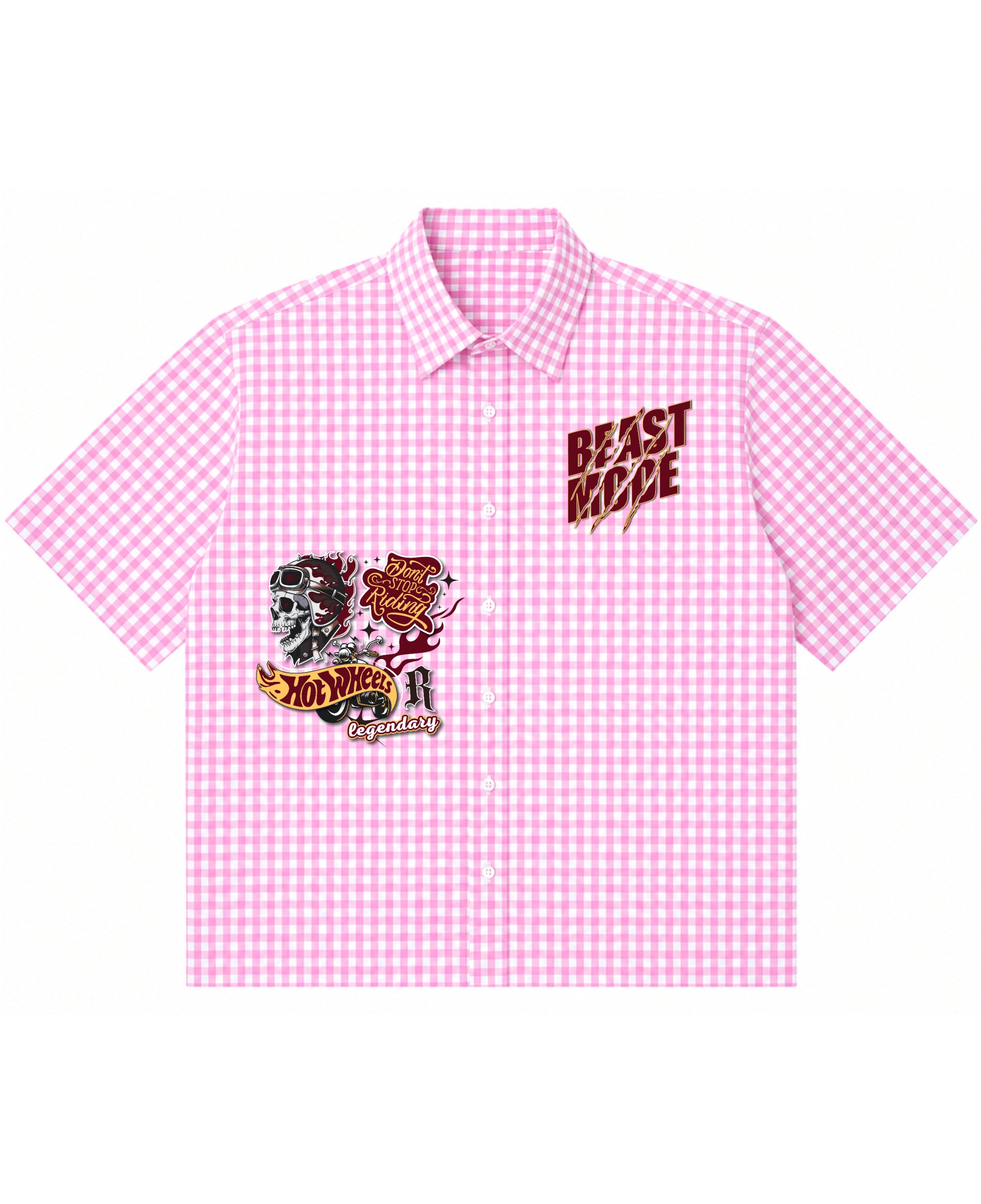 Pink Gingham Oxford Boxy Shirt Front Design