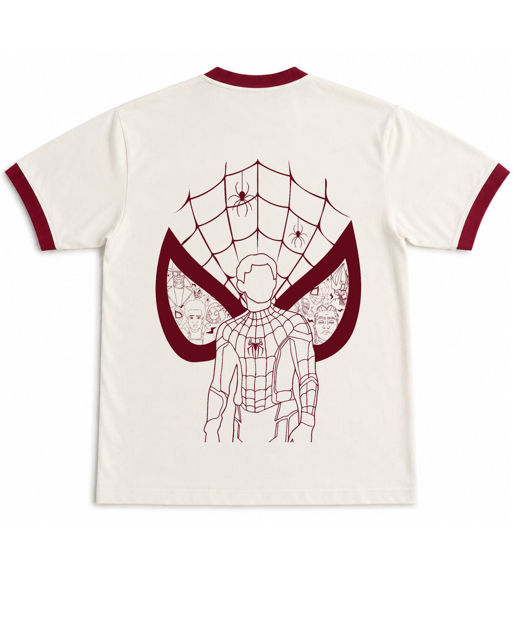 Off White & Maroon Ringer tee Back Design