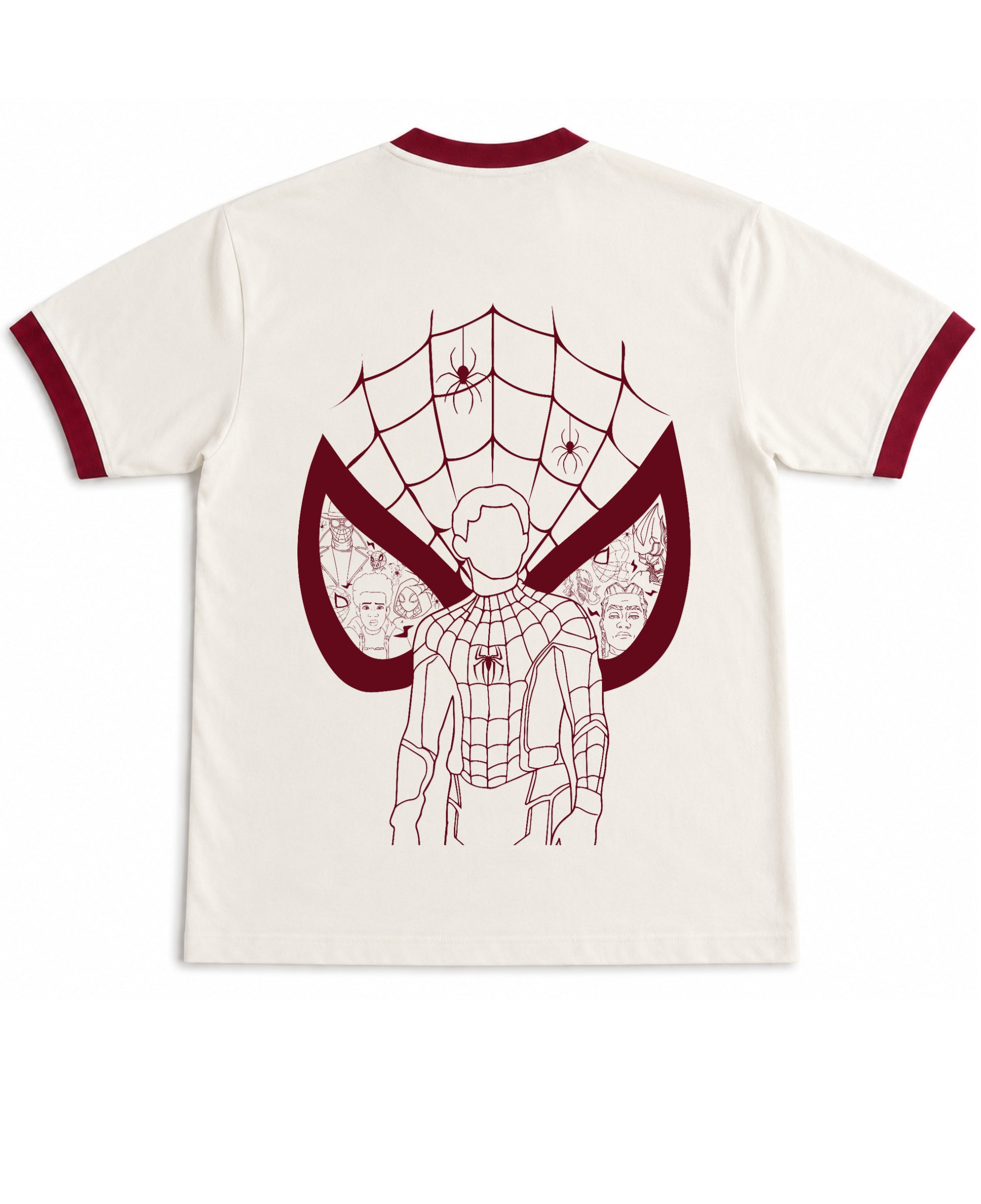 Off White & Maroon Ringer tee Back Design