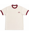 Off White & Maroon Ringer tee Front Design