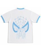 White & Sky Blue Ringer tee Back Design