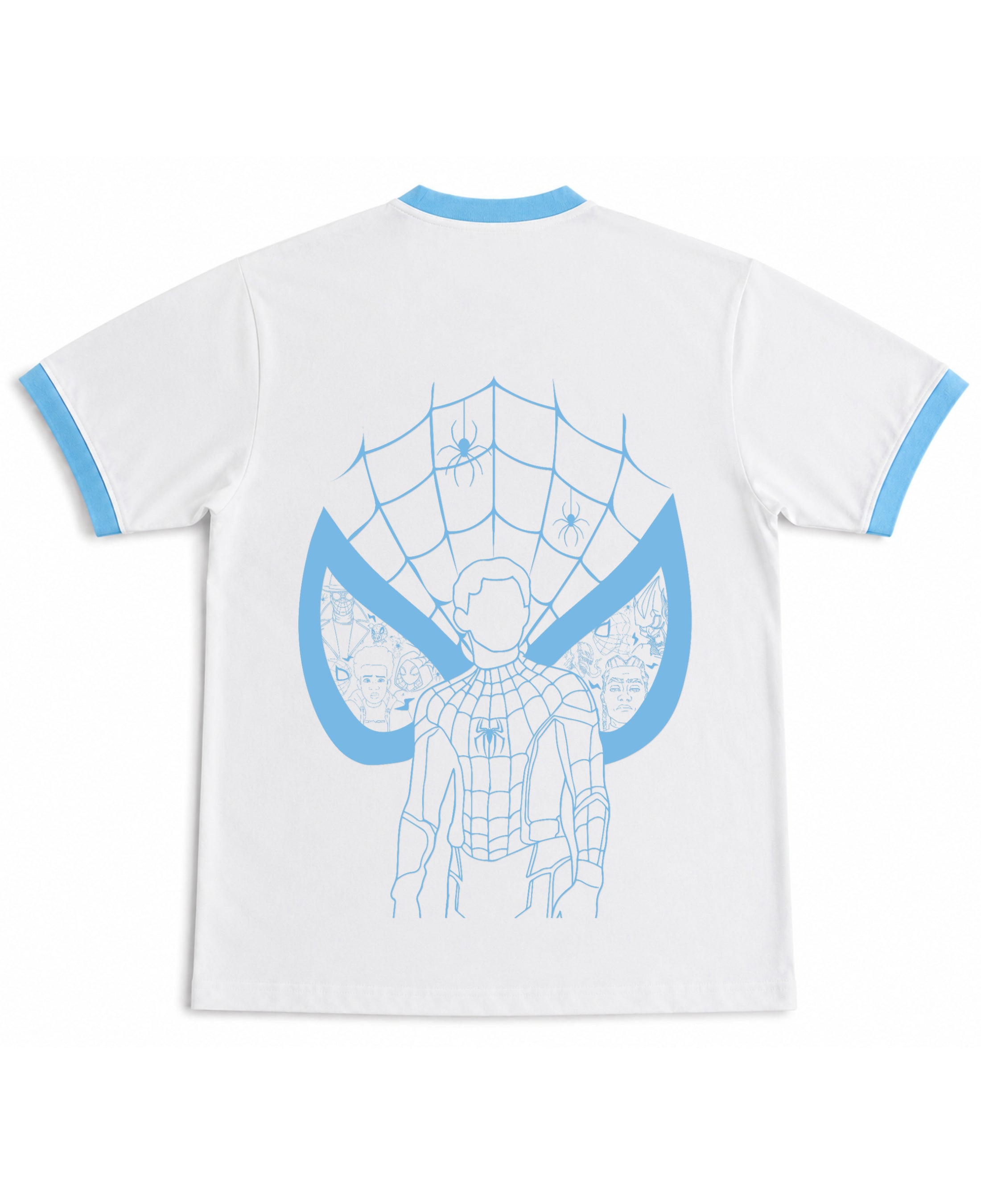 White & Sky Blue Ringer tee Back Design