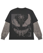 Black With Acidwash Sleeve Oversized Tee Back Design