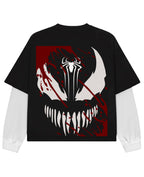 Black With White Sleeve Oversized Tee Back Design
