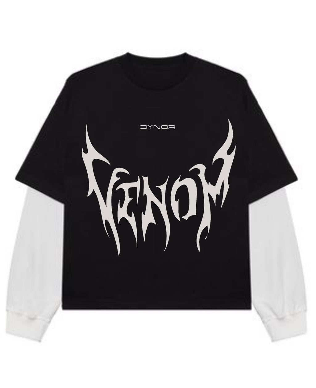 Black With White Sleeve Oversized Tee Front Design
