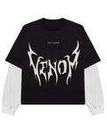 Black With White Sleeve Oversized Tee Front Design