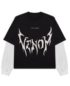 Black With White Sleeve Oversized Tee Front Design