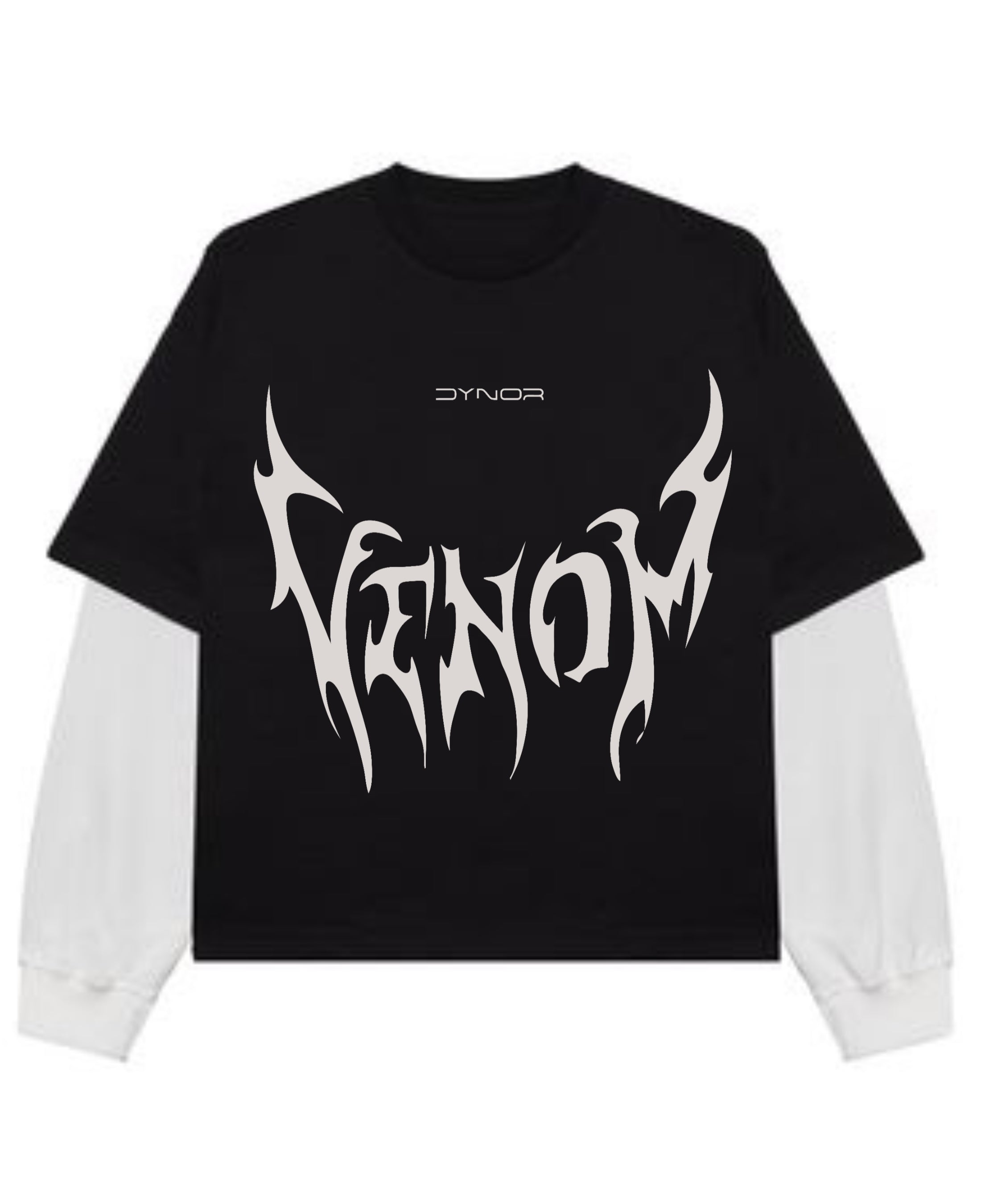 Black With White Sleeve Oversized Tee Front Design