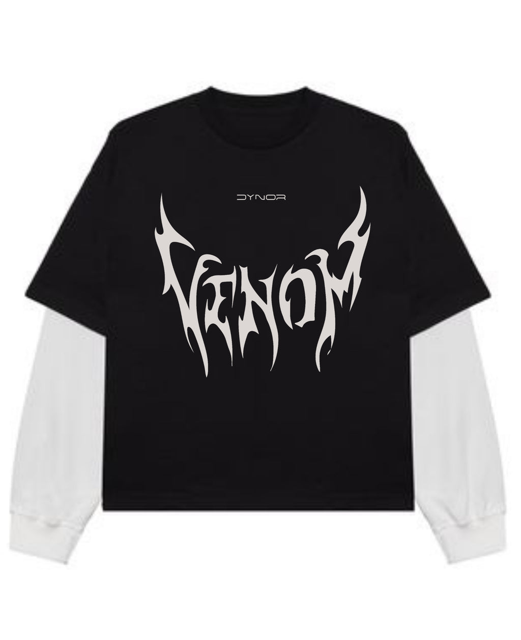 Black With White Sleeve Oversized Tee Front Design