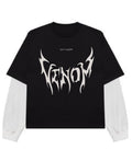 Black With White Sleeve Oversized Tee Front Design