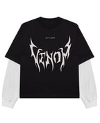 Black With White Sleeve Oversized Tee Front Design