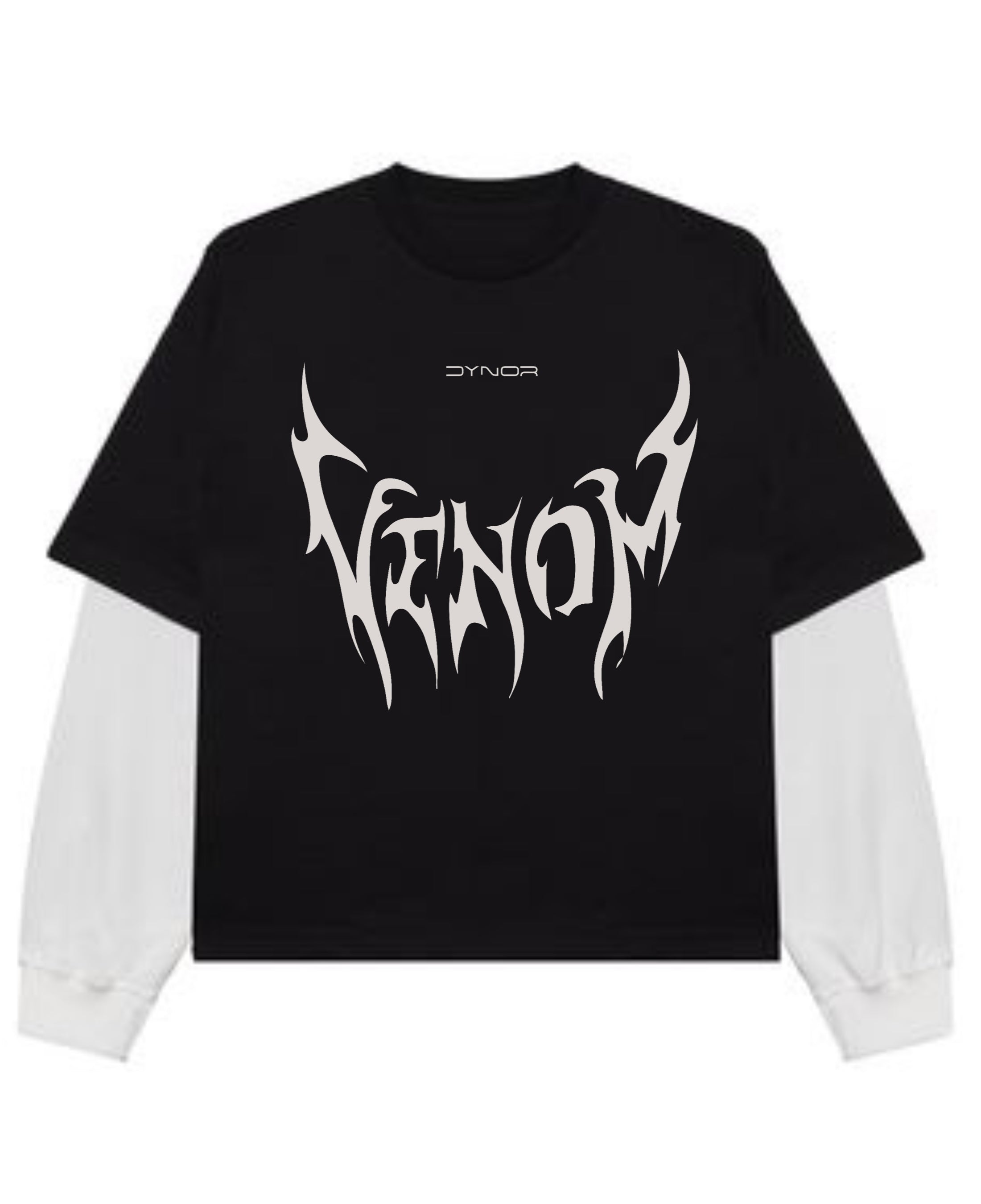 Black With White Sleeve Oversized Tee Front Design